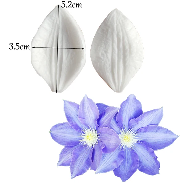 Clematis Flower Petal Veiners Silicone Molds Sugarcraft Resin Art Clay Cold porcelainWater Paper Marshmallow Earring Tools CS282