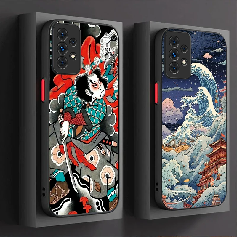 Japan Ukiyo-e Samurai Sea Wave Case For Samsung Galaxy A16 A53 A54 A34 A24 A06 A05 A05S A13 A23 A33 A73 A72 A52S A52 A32 A22 A12