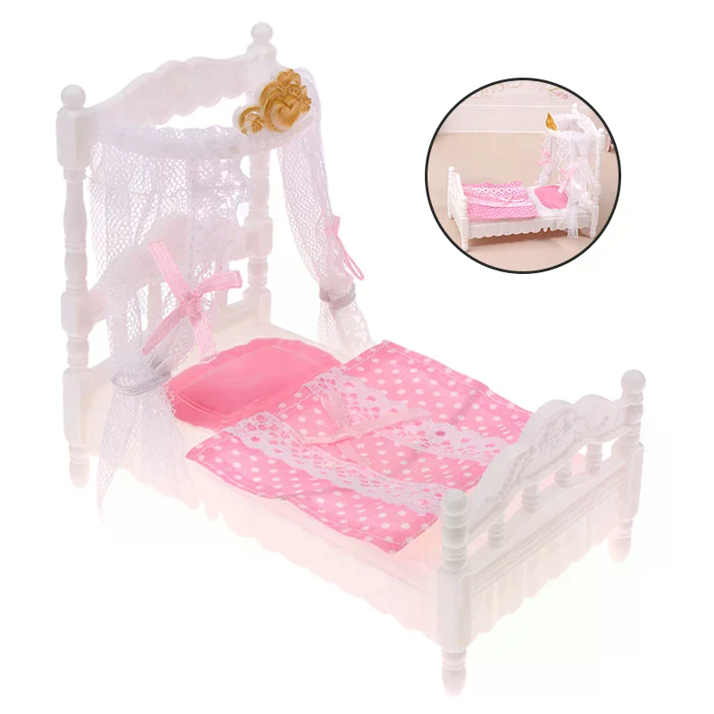 

Комплект для кукольного домика: кровать принцессы 1/12, простыня, москитная сетка, мебель для спальни, аксессуары для кукольного домика