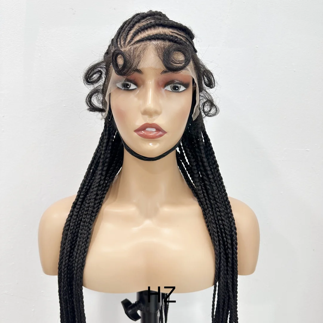 

HZ 36 "полный парик фронта шнурка Cornrow плетеные парики без узлов косичка парики с детскими волосами синтетические косы кружевные фронтальные парики