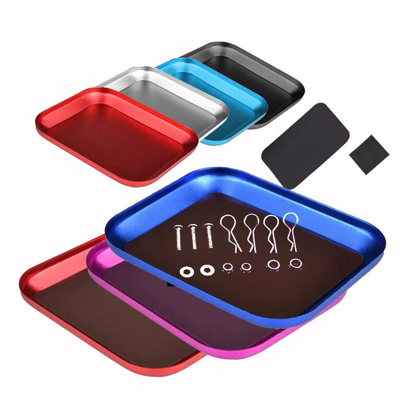 Professional Magnetic Screw Holder Plate for RC Car & Phone Repair, Aluminum Alloy Tool Organizer Mat with Storage Box