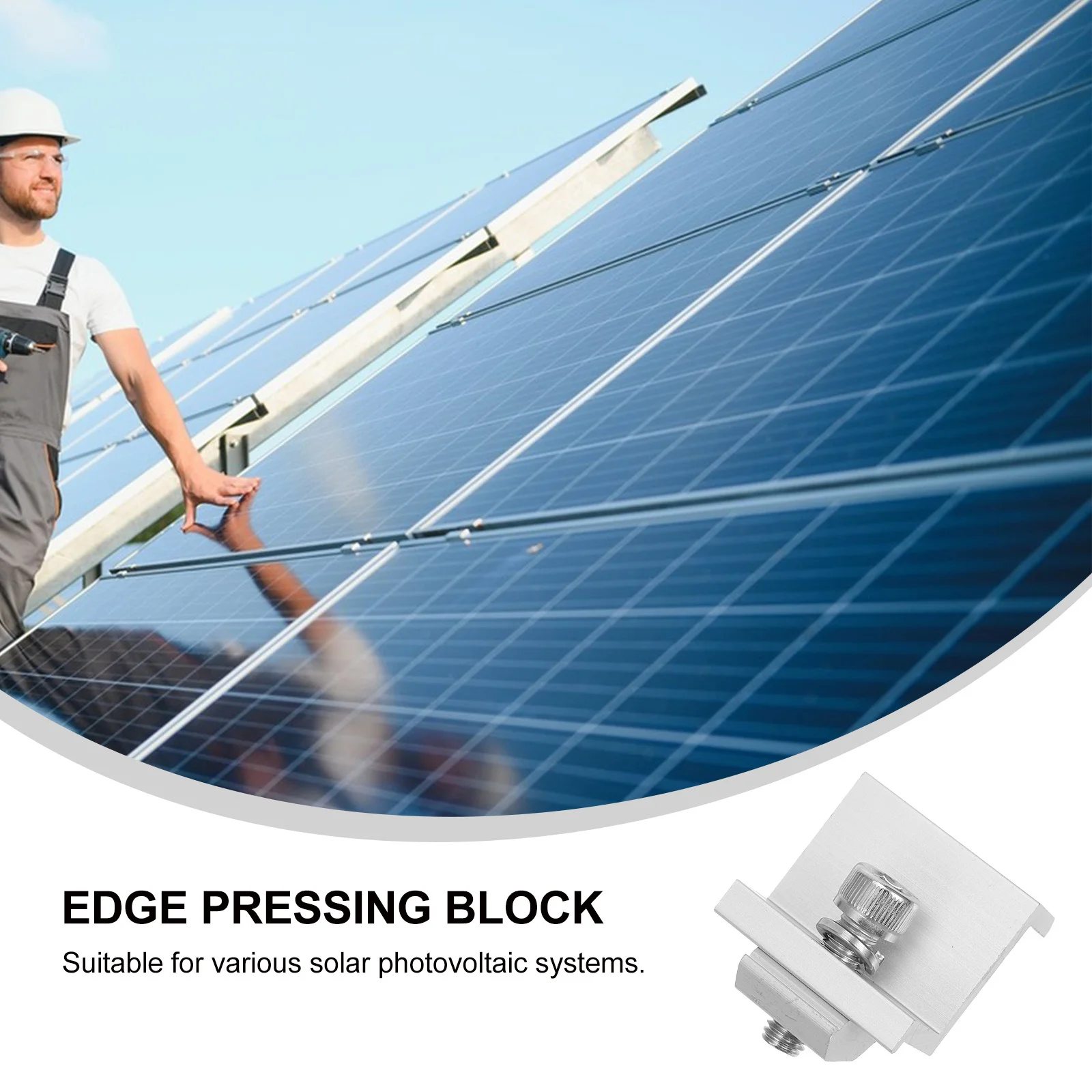 

12Pcs Solar Panel Rack Fixed Clips Aluminum Alloy Side Pressure Block Component for Household Outdoor Solar Panel Installation