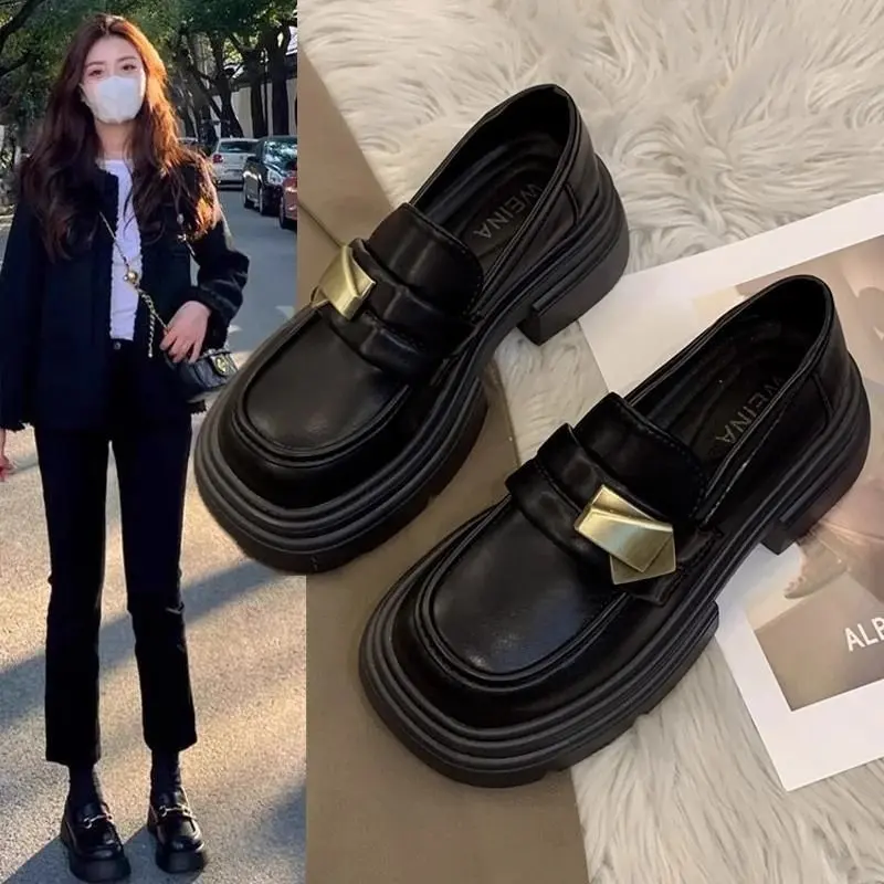 

Black Thick Heel British Style Mary Jane Loafers Spring 2026 Retro Versatile Slip-On Comfortable Fashion Single Shoes for Youth
