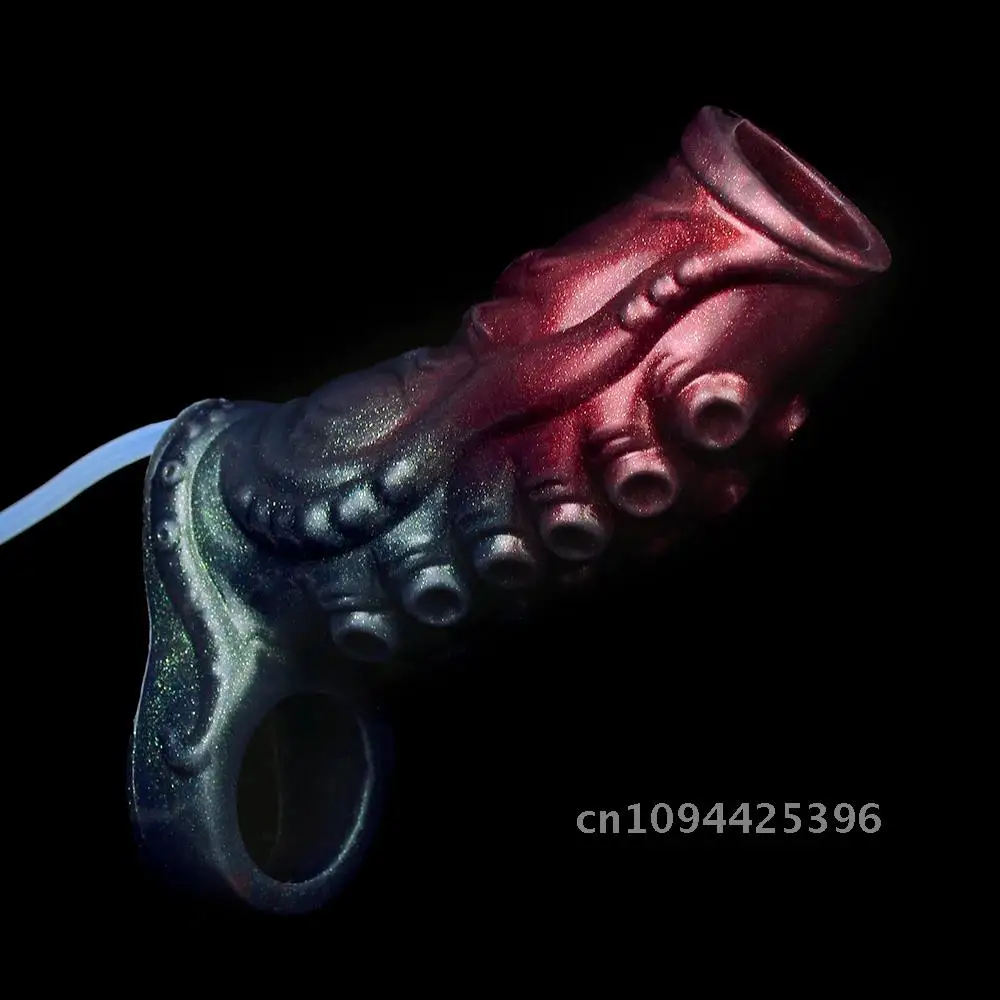 Squirting Function Octopus Penis Sleeve Girth Extension Sex Toy Delay Ejaculation Enhance Erection Penis Enlargement for Couples