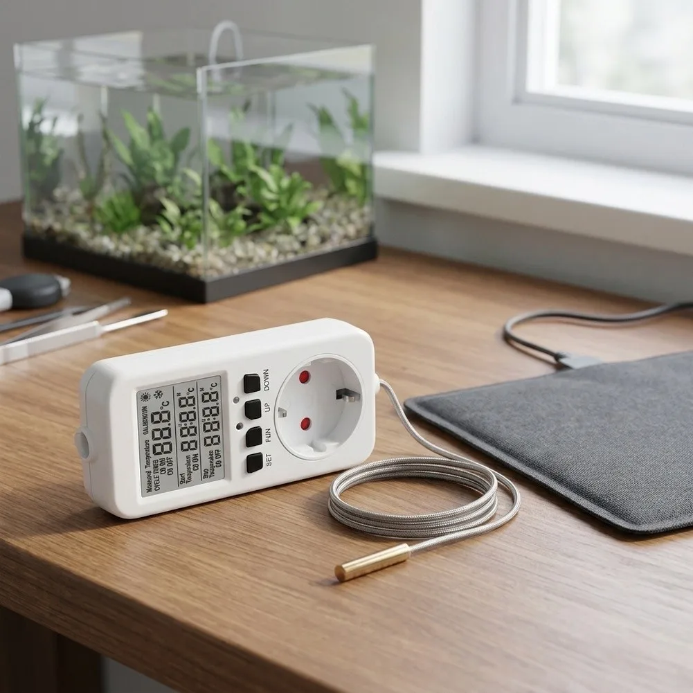 Temperature Control Socket 220V with Adjustable Thermostat and Built-in Timer for Greenhouse Refrigeration Equipment