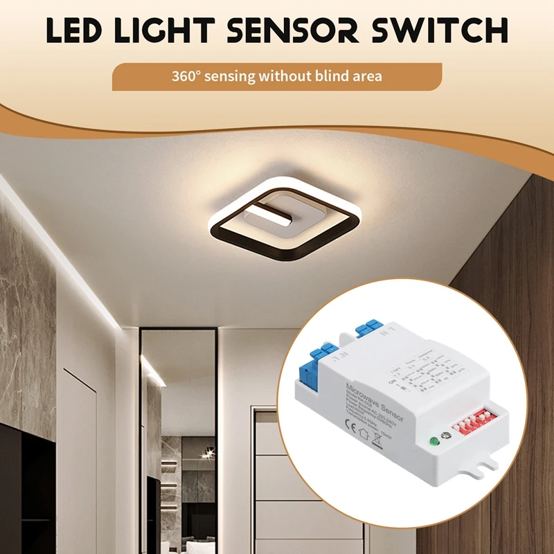 5.8Ghz Microwave Radar Sensor Switch Controller 5-8M Human Body Induction On/Off AC220-240V LED Light Sensor Switch