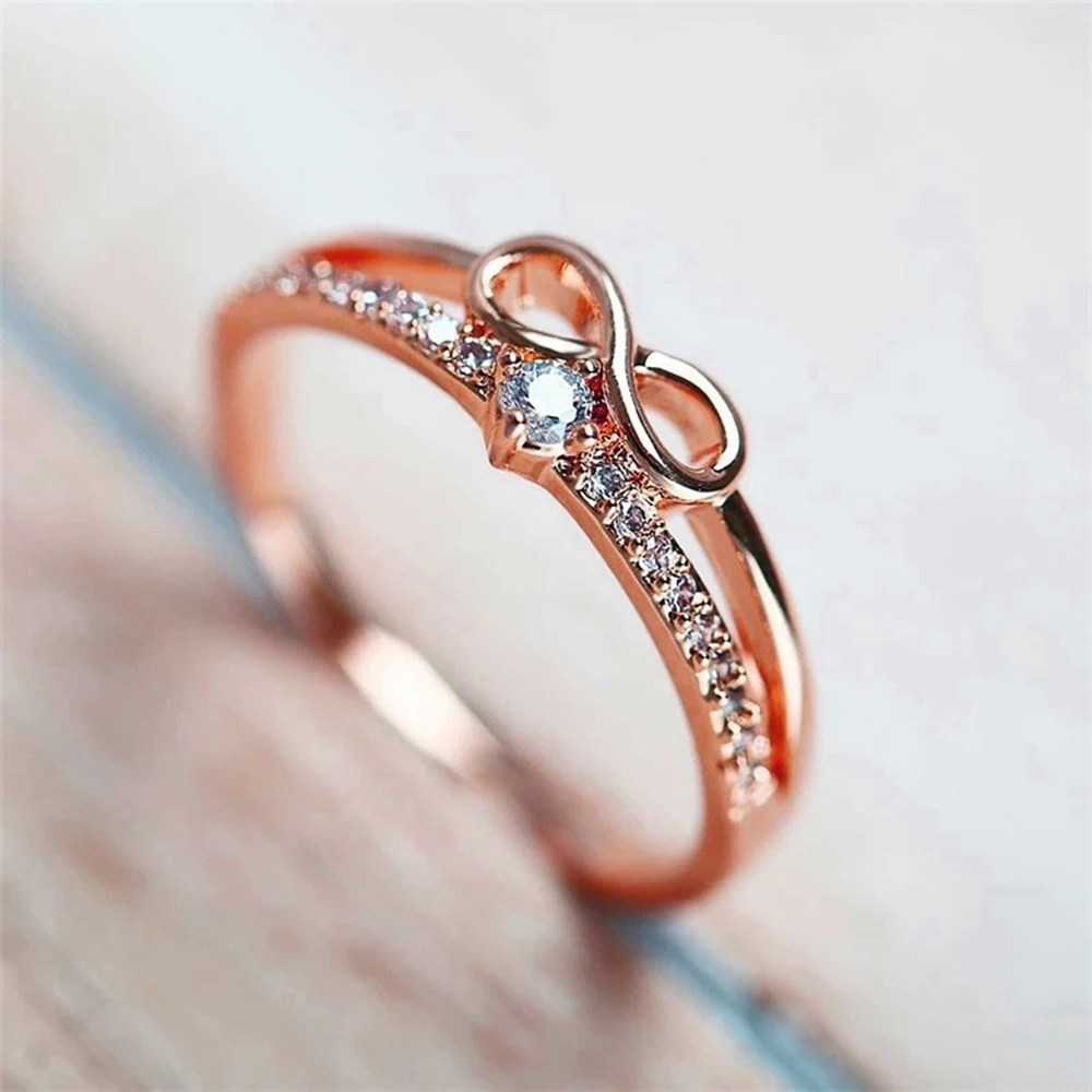Women's Chic Bow Shape Infinity Ring, Cubic Zirconia