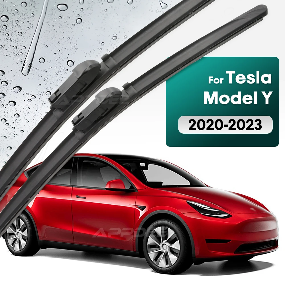 

Silicone & rubber Front Wiper Blades Set For Tesla Model Y 2020 - 2023 Windshield Windscreen Window Brush 26"+19"