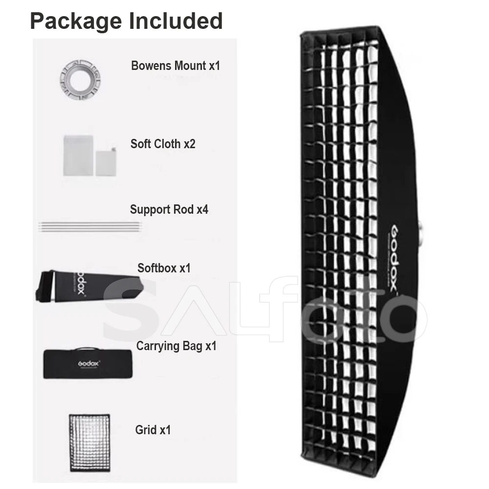 Godox 22x90cm 30x120cm 50x130cm 35x140cm 35x160cm Rectangle Strip Bowens Honeycomb Grid Softbox for Photo Studio Flash Strobe