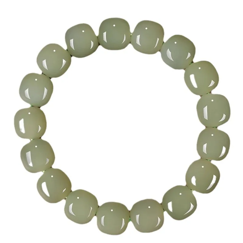 2026 Natural Hetian Jade Bracelet for Women Ice Clear Water Jade Beaded Strand Ice Base Old Type Beads Nice Jewelry White Jade f view 5