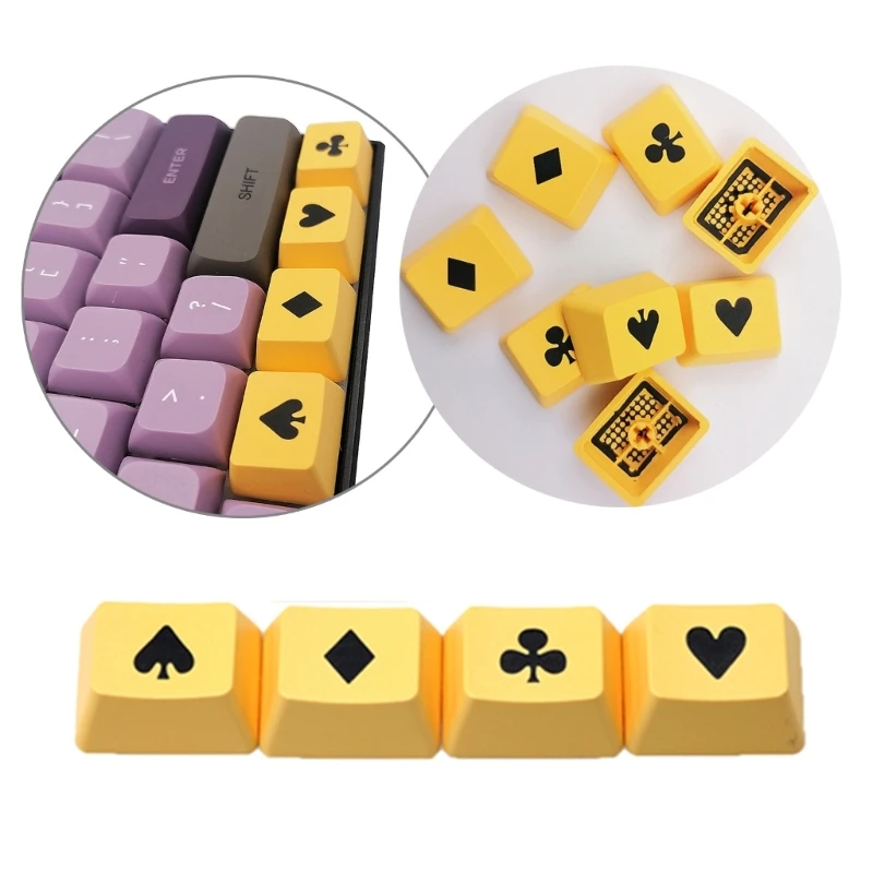 Game Keycaps Poker Design 1.25U 10mm OEM Height Keycap Set 4PCS for DIY Gaming Mechanical Keycaps F19E