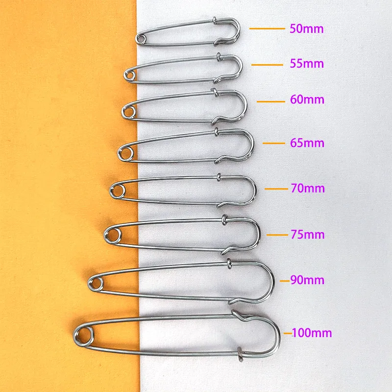 5Pcs 60-100mm Stainless Steel Safety Pins DIY Sewing Tools Accessory Needles Large Safety Pin Small Brooch Apparel Accessories