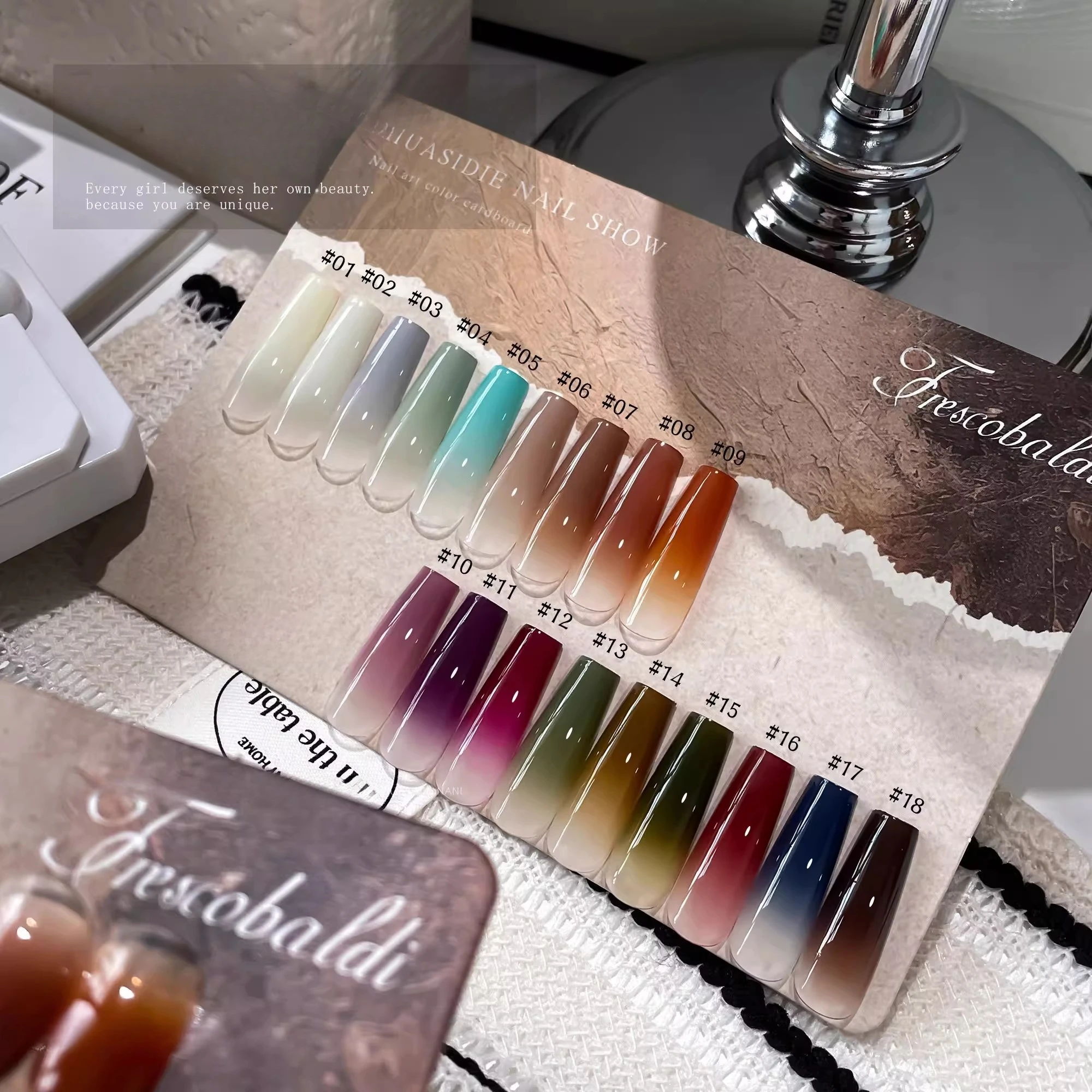 18 Kolorów Puderowy Kremowy Żel do Gradientu Paznokci, Żel do Malowania Gradientu, Żel do Samodzielnego Projektowania Gradientu, Używany do Stemplowania Gradientowych Wzorów na Paznokciach