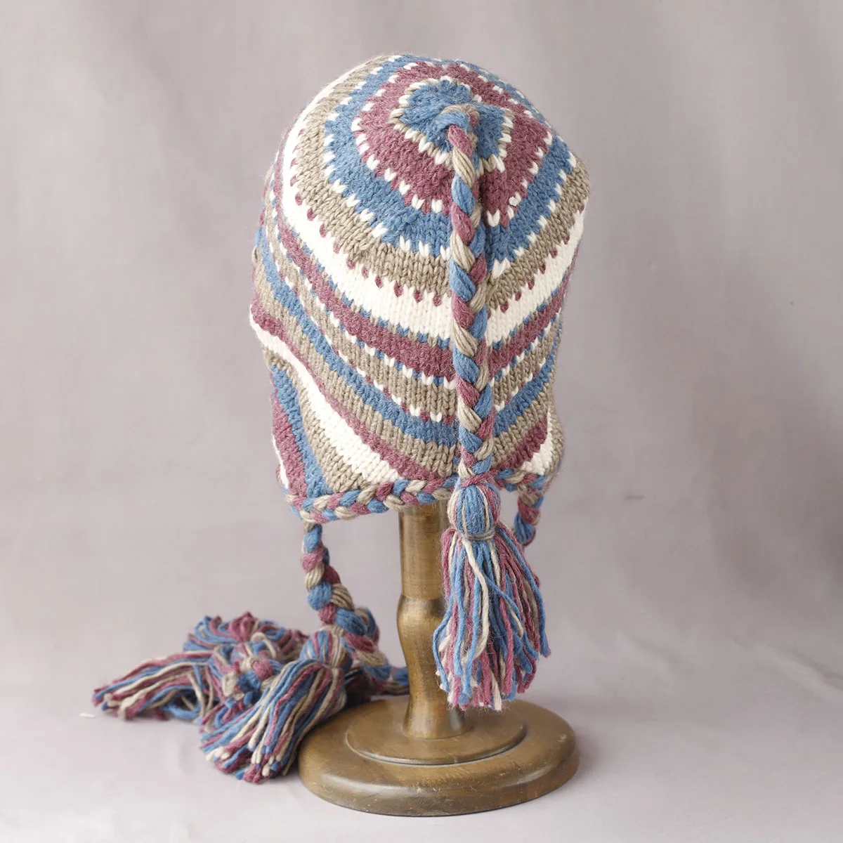 bomberbraid hair Hand hook hat FUR Women's Winter Thickened Warm Knitted Wool Cap Cold Cap Large Head Surround Hat with earflaps #3