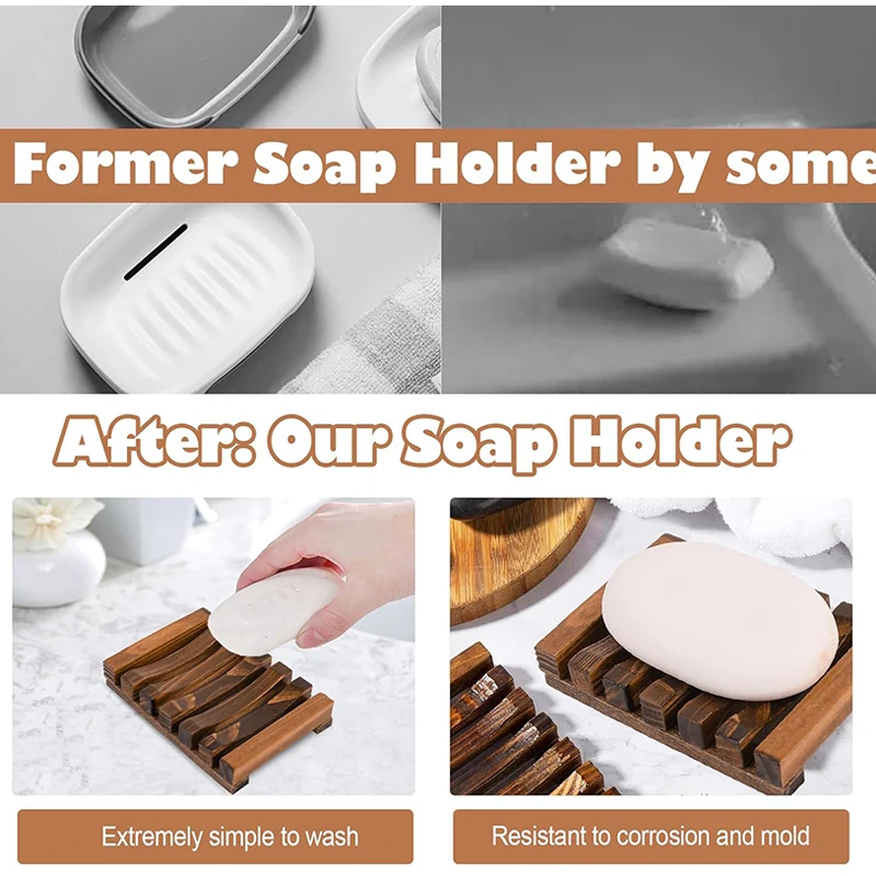 Wooden Soap Holder Prevent Mildew Drain Soap Tray Dishes Bath Soap Natural Bamboo Storage Rack Bathroom Washroom Supplies