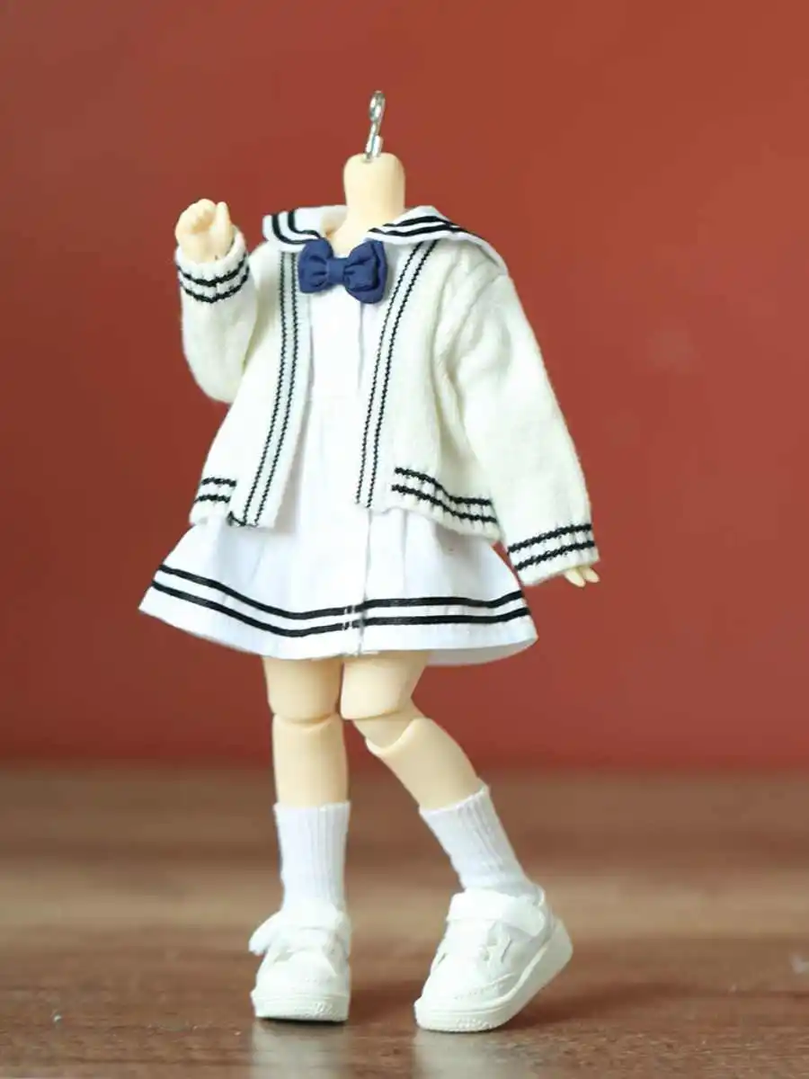 Handmade Fashion Jk Uniform 1/6 Doll Suit Long Sleeved Cardigan Doll Clothes Mini Toys Doll Accessories For 1/6 Bjd Yosd Doll