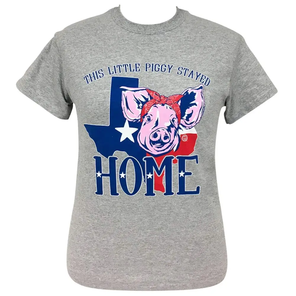 Girlie Girl Originals Piggy Home-TX Sports Grey Short Sleeve T-Shirt Anime Graphic T-shirts for Men Clothing Women Tees High Qua