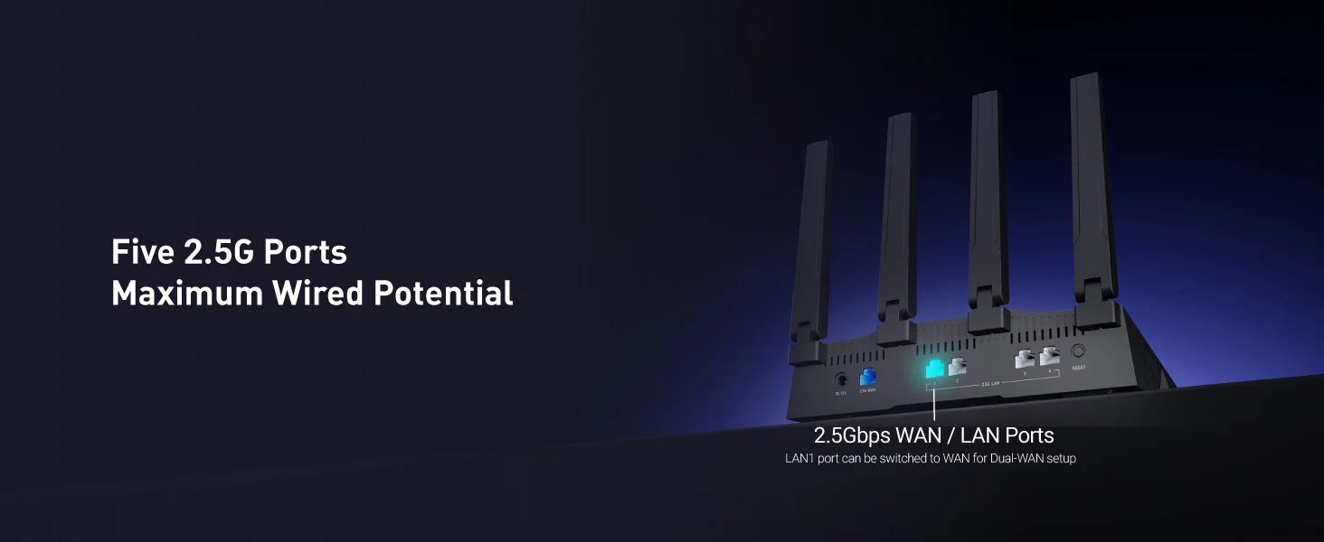 GL.iNet GL-BE9300 Flint 3 Tri-Band Wi-Fi 7 Router für drahtloses Internet, 5 x 2,5G VPN-Router, Hochgeschwindigkeits-Gaming-Router mit großer Reichweite, 6GHz Heim-WLAN-Router, 9 Gbps Drahtlos-Geschwindigkeit für reibu – Detail 5