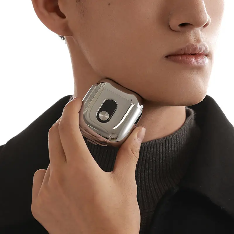 Mini Travel Electric Shaver for Men Pocket Size Double Cutter Head Waterproof Washable Portable Cordless Razor Body Household