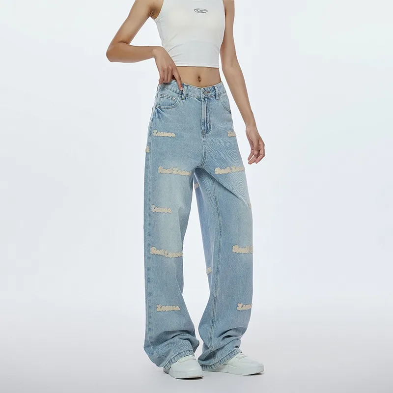 ZHISILAO New Vintage Classic Blue Jeans Women High Waist Wide Leg Straight Denim Pants Streetwear 2024