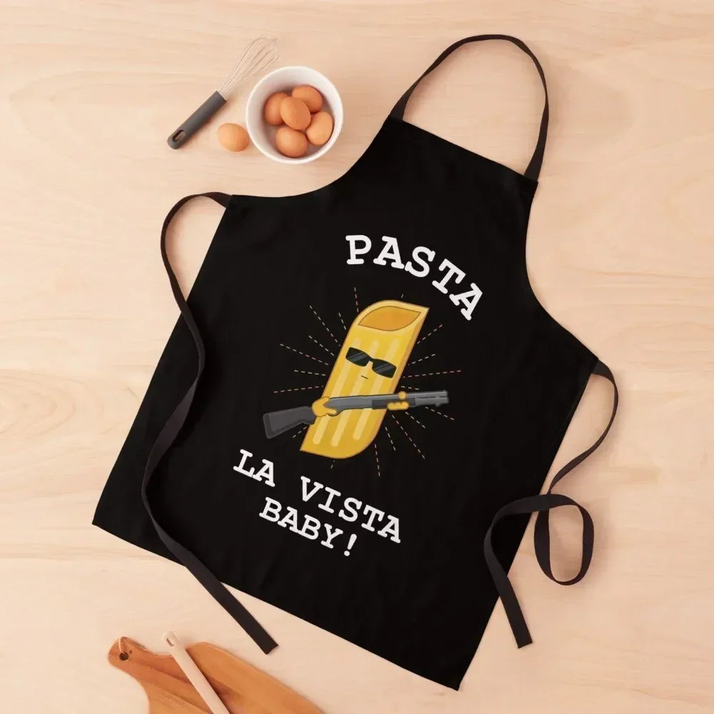 

Pasta La Vista, Baby | Funny Food Cartoon Pun Apron cook wear Kitchen And Home Items Kitchen Utensils Apron