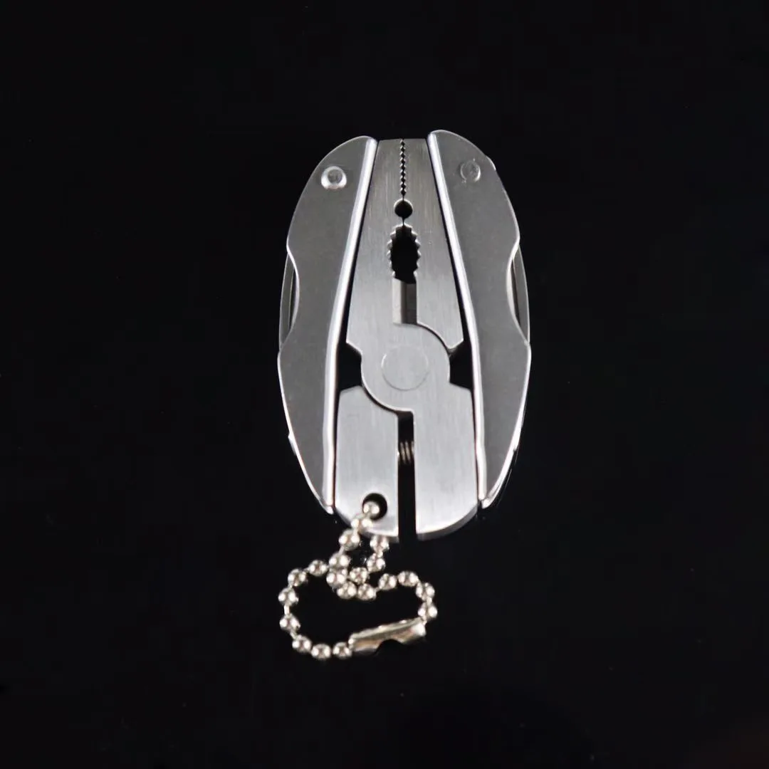 Durable Stainless Steel Multi-Tool Key Chain - Portable Folding Design With Screwdriver and Pliers Tools