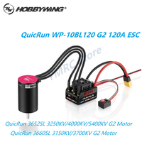 HobbyWing QuicRun WP 10BL120 G2 120A Waterproof Sensorless Brushless ESC Speed Controller 3652 3660 G2 Motor for 1/10 RC Cars