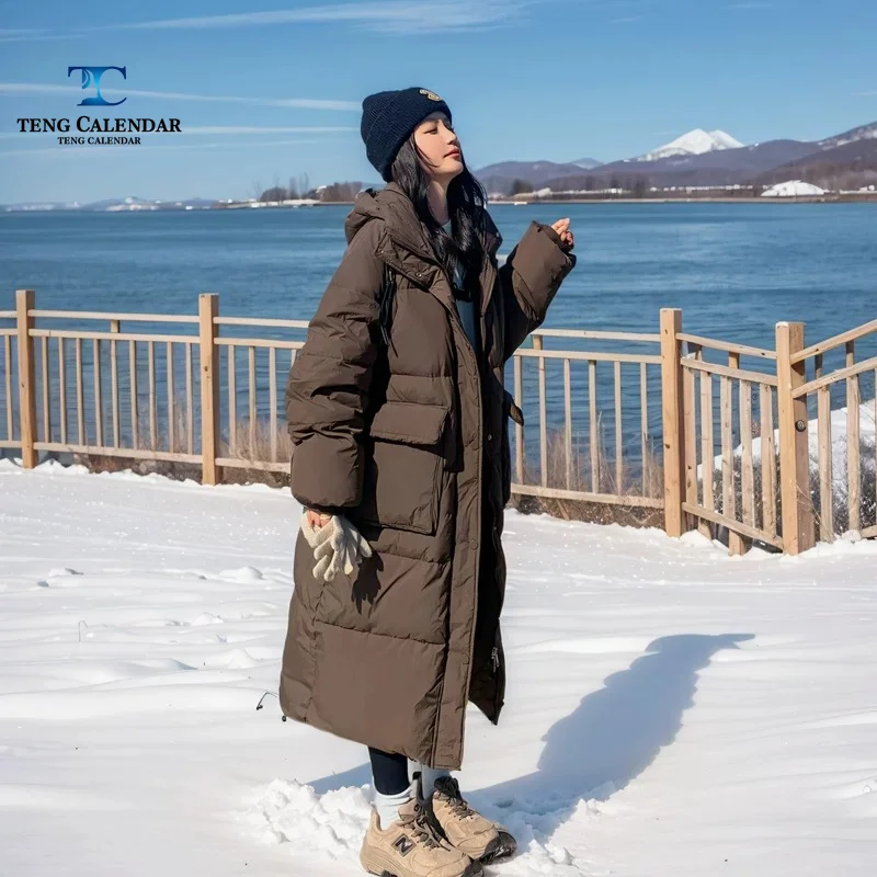 Women Fashion Over The Years - Warm Yellow Long Down Jacket, Fashionable