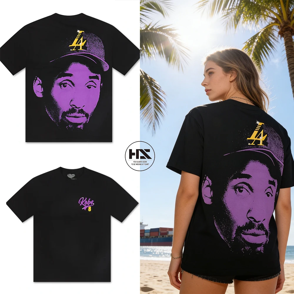 2026 Unique Pure Cotton Y2K Outfit Ideas: Men's Summer Kobe Bryant Graphic Oversized Print Women Sports Outdoor Short-Sleeve Top