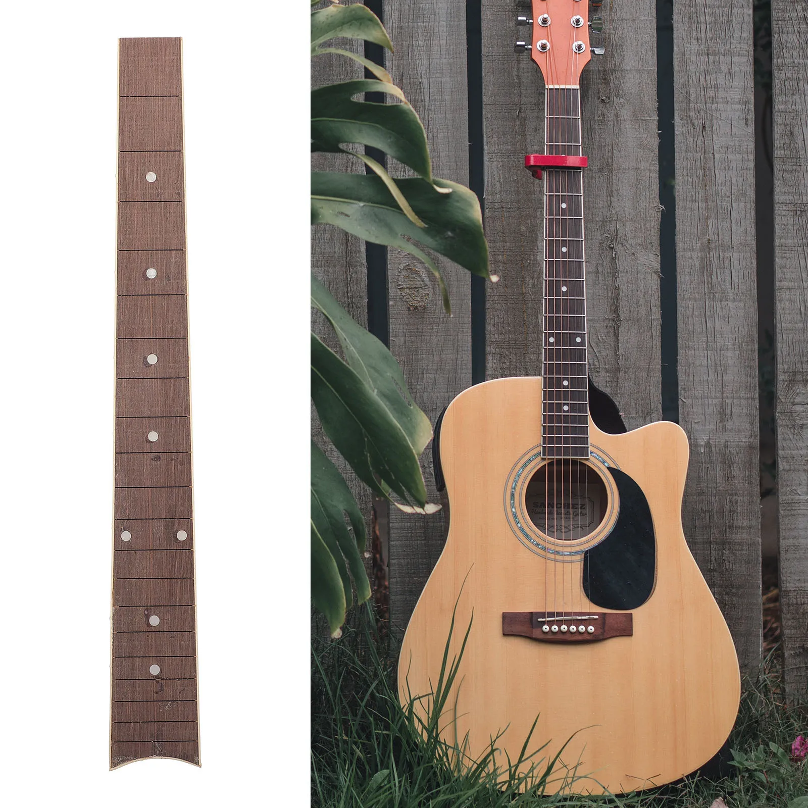 

1Pcs Guitar Fingerboard Wood Natural Texture Smooth Surface Durable Finger Plate Folk Guitar Accessory DIY Repair