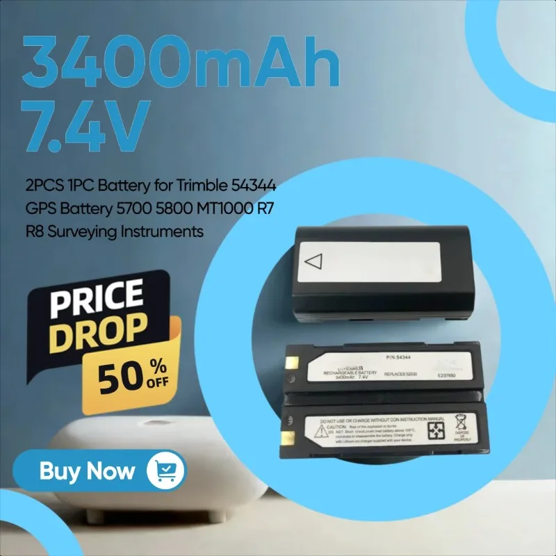

3400mAh 7.4V 2PCS 1PC Battery for Trimble 54344 GPS Battery 5700 5800 MT1000 R7 R8 Surveying Instruments
