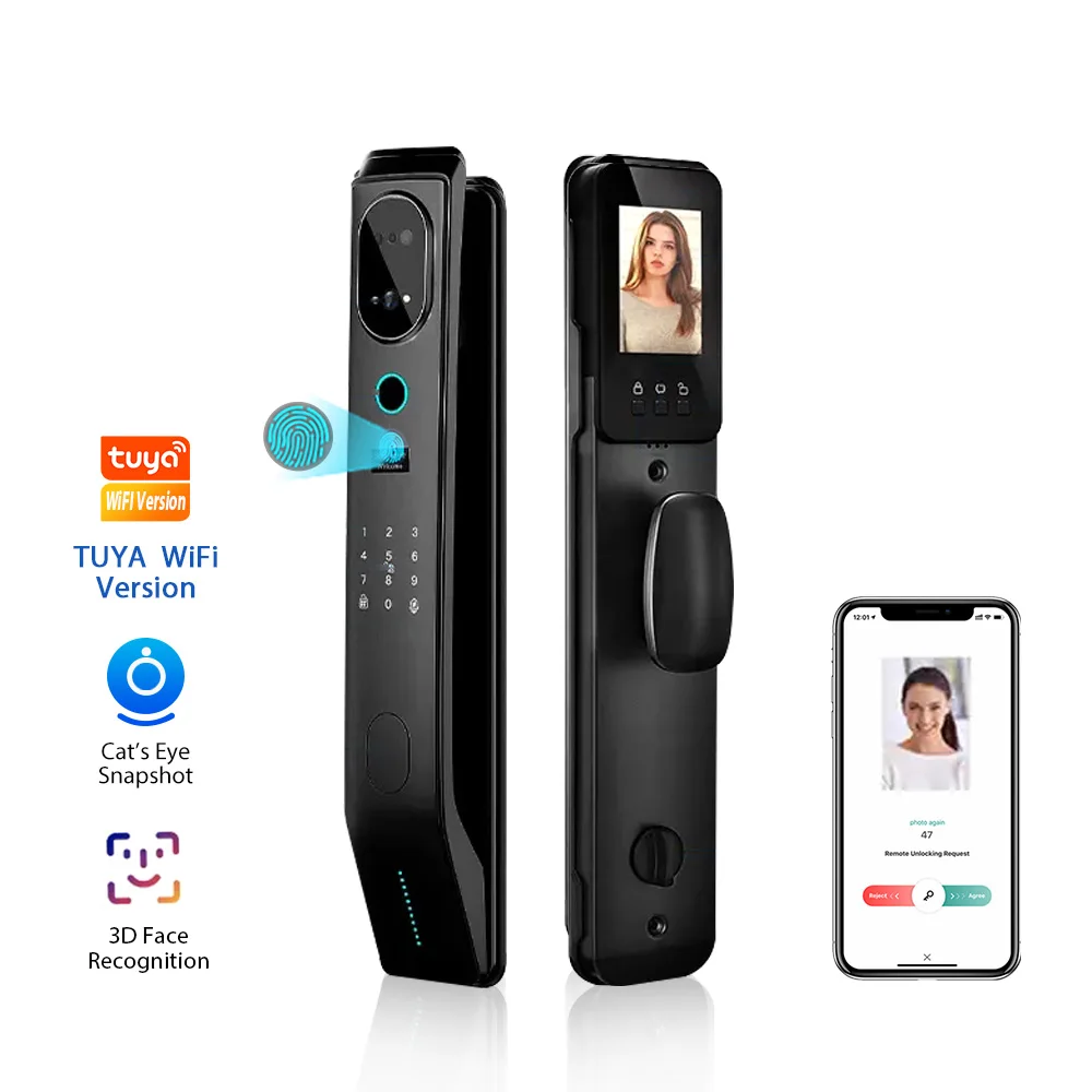 Face/Fingerprint/Palm and Password IC Card Smart Door Lock with TUYA WIFI or TT Lock APP Viewer Vision Digital with Camera