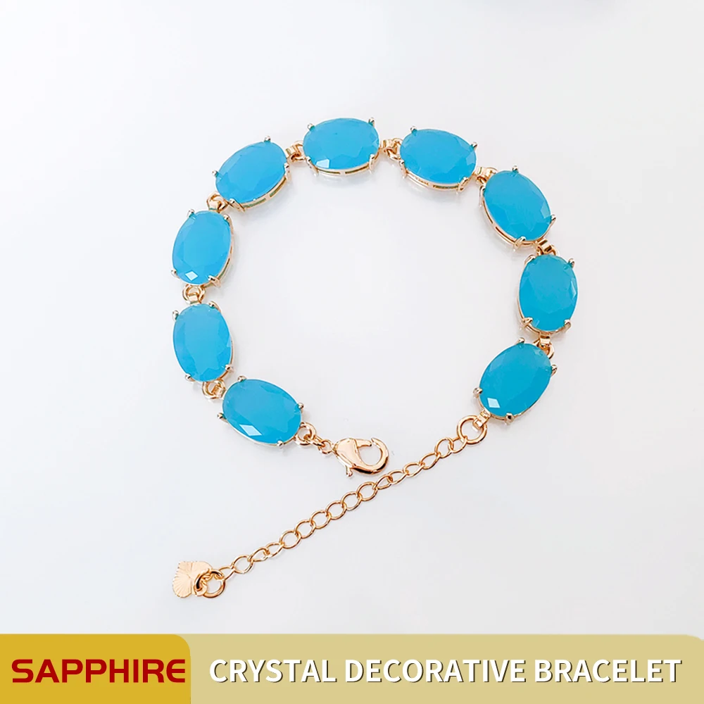 Paraiba-Kiefernstein, blauer Edelstein, ovales Kupfer-Damenarmband, elegante Mode, beliebte Armbänder für Liebhaber, Freunde, Frauen, Geschenke – Detail 1