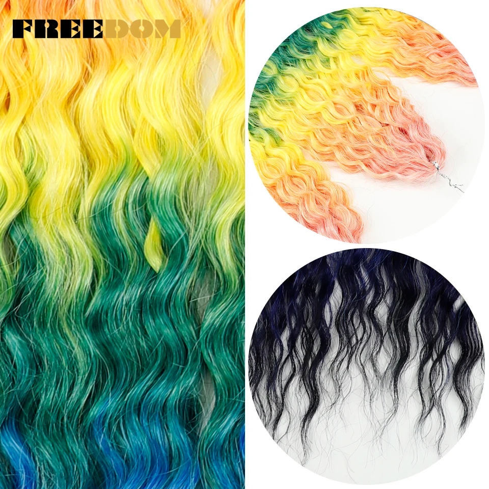 Liberdade tranças sintéticas cabelo 24 Polegada onda encaracolado torção crochê trança cabelo ombre marrom arco-íris tranças extensões de cabelo