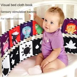 Montessori preto e branco Baby Books, brinquedos educativos para crianças, 0 a 1 livro de pano sensorial infantil, 0 a 12 meses