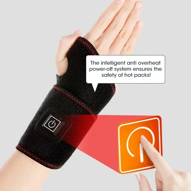 Electric Wrist Heated Herb Wrap Therapy Self-Heating Wrist USB Heated Hand Warmer Compression Pain Relief Wristband 1PCS Brace