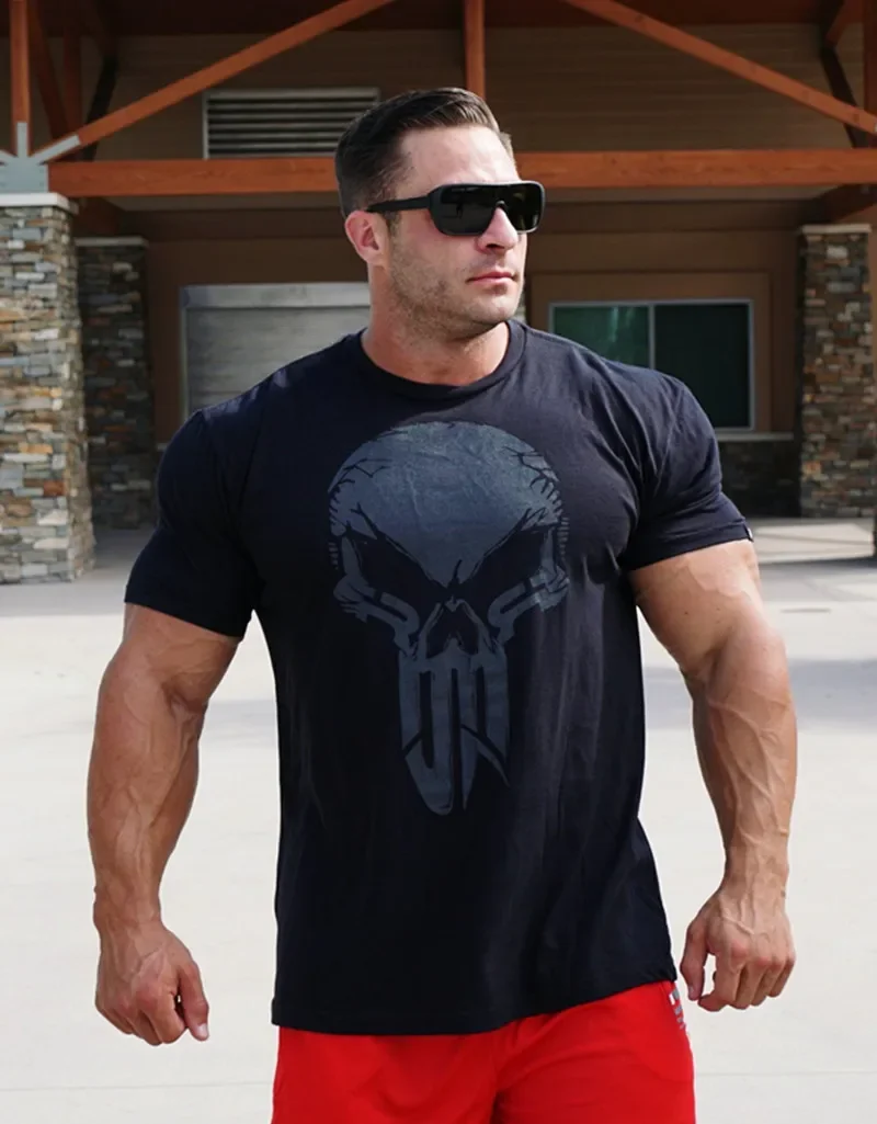 Men Muscle Fitness T-shirt Men Casual Running Loose Short Sleeve Cotton T Shirt Men Tops