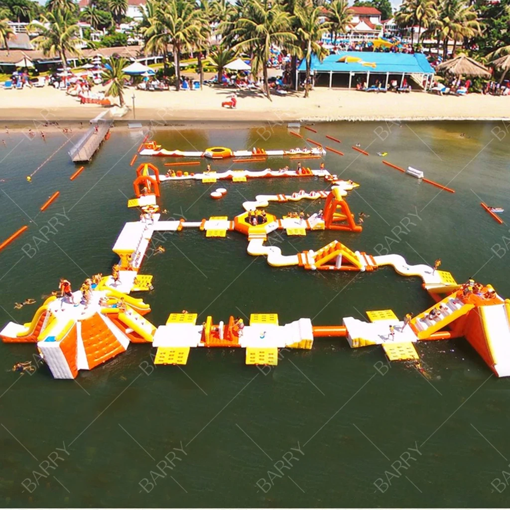 Mobile Outdoor Commercial Water Play Equipment Beach  Obstacle Course Sport Game Sea Inflatable Floating Water Park
