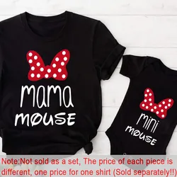 Mom and Kids Matching Tees for Summer MAMA and MINI Mouse Letter Print Short Sleeve Tops Stylish Family Matching T-shirts