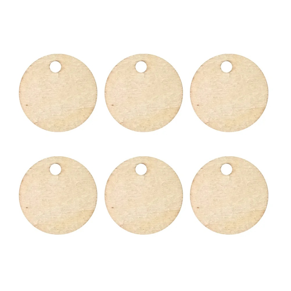 

50 Pcs DIY Wood Slice Round The Circle Wooden with Hole for Craft Bamboo Unfinished Miss