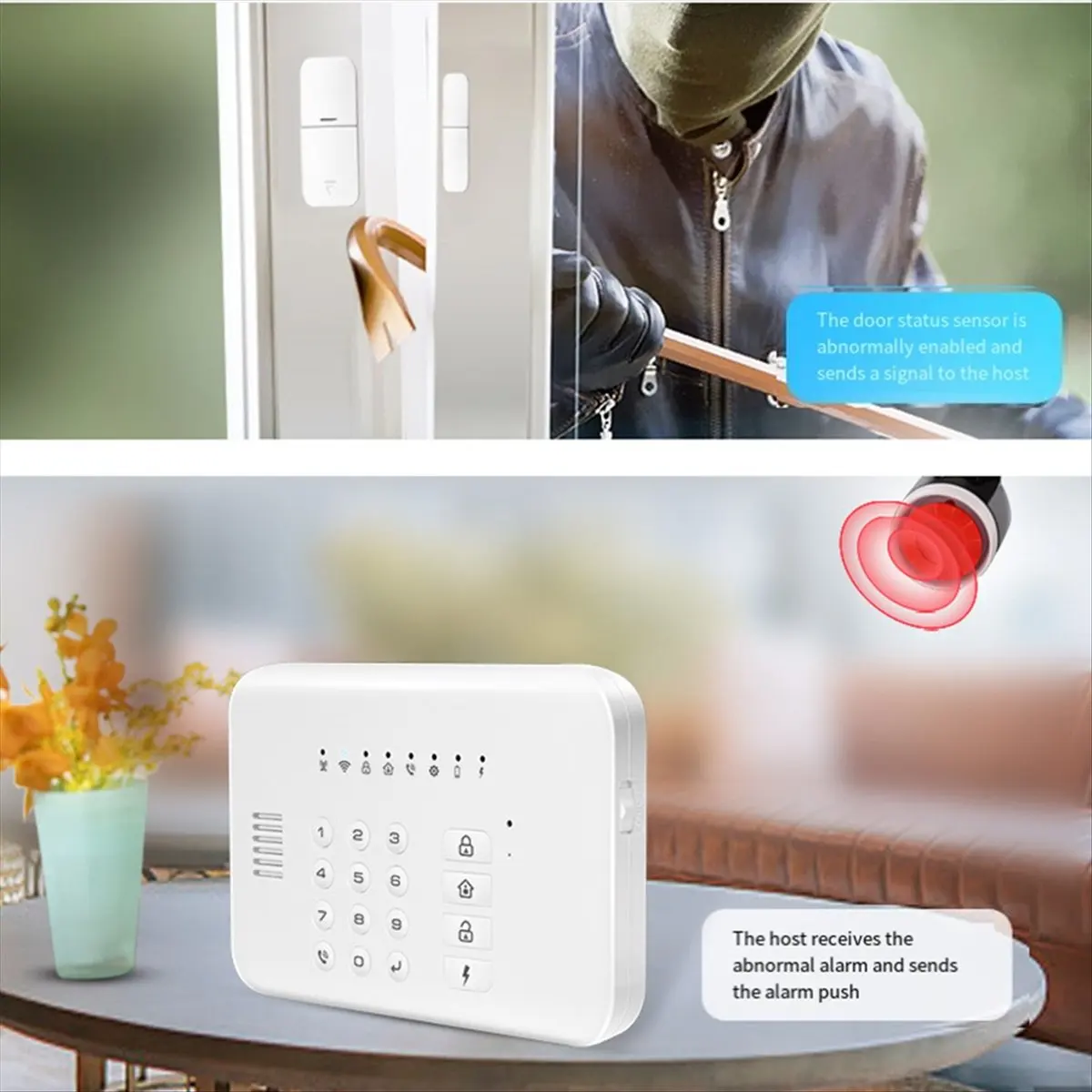 

B21B Tuya APP Remote Control WIFI+GSM Alarm System for Home Security Burglar Alarm Sensor PIR Motion Detection Door Contact