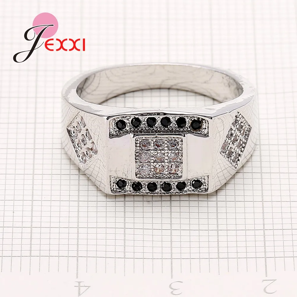 Letter H Fashion 925 Sterling Silver Color Punk Rings For Women Men White Black Cubic Zircon Crystal Bridal Finger Ring Jewelry