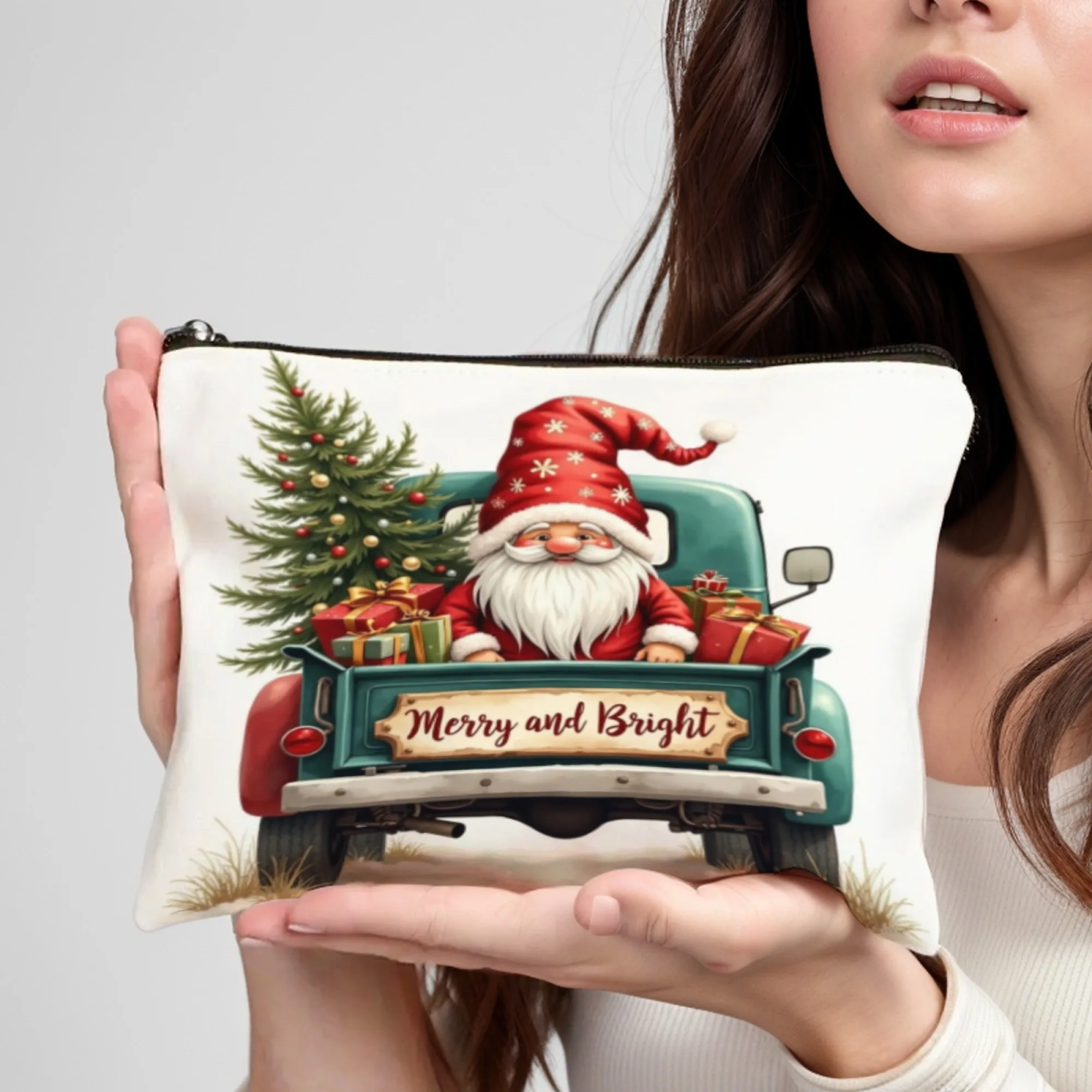 Merry Christmas Travel Cosmetic Bag Portable Makeup Storage Bag Women Large Capacity Zipper Make Up Organizer Storage Clutch