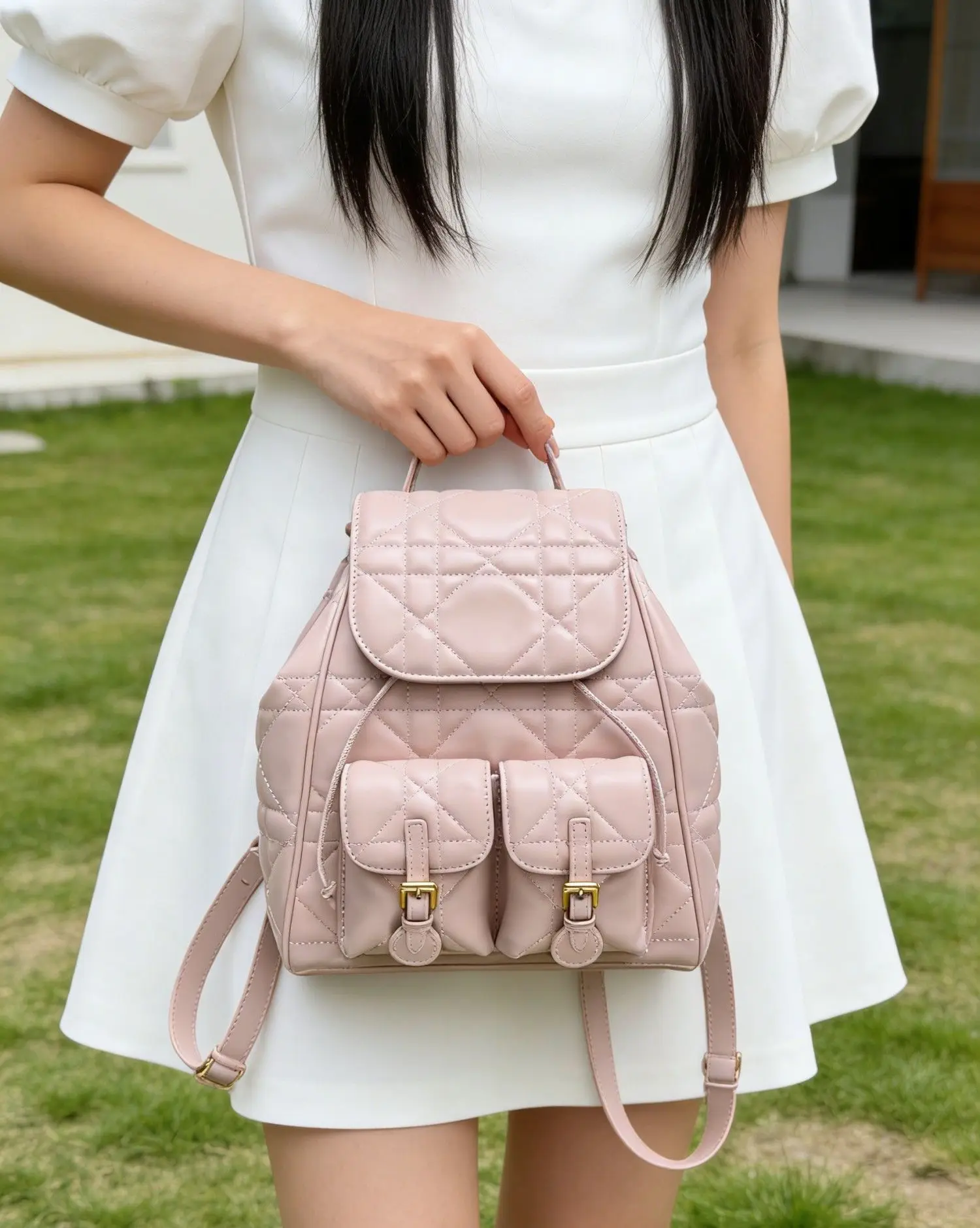 

Милый розовый стеганый женский рюкзак с кисточками, модная сумка через плечо с клапаном, повседневный рюкзак для свиданий, шопинга и учебы