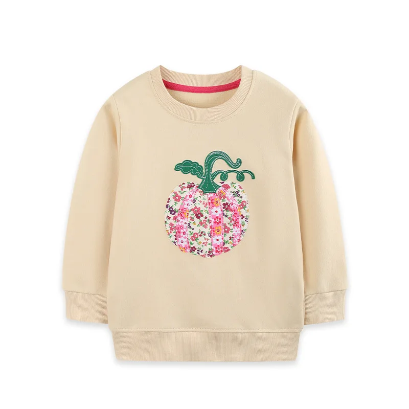 2-7T Toddler kid baby Girls Sweatshirts 100% Cotton Pullover Tops Floral Pumpkin Hoodies Long Sleeve Crew Neck Kids Sweatshirt