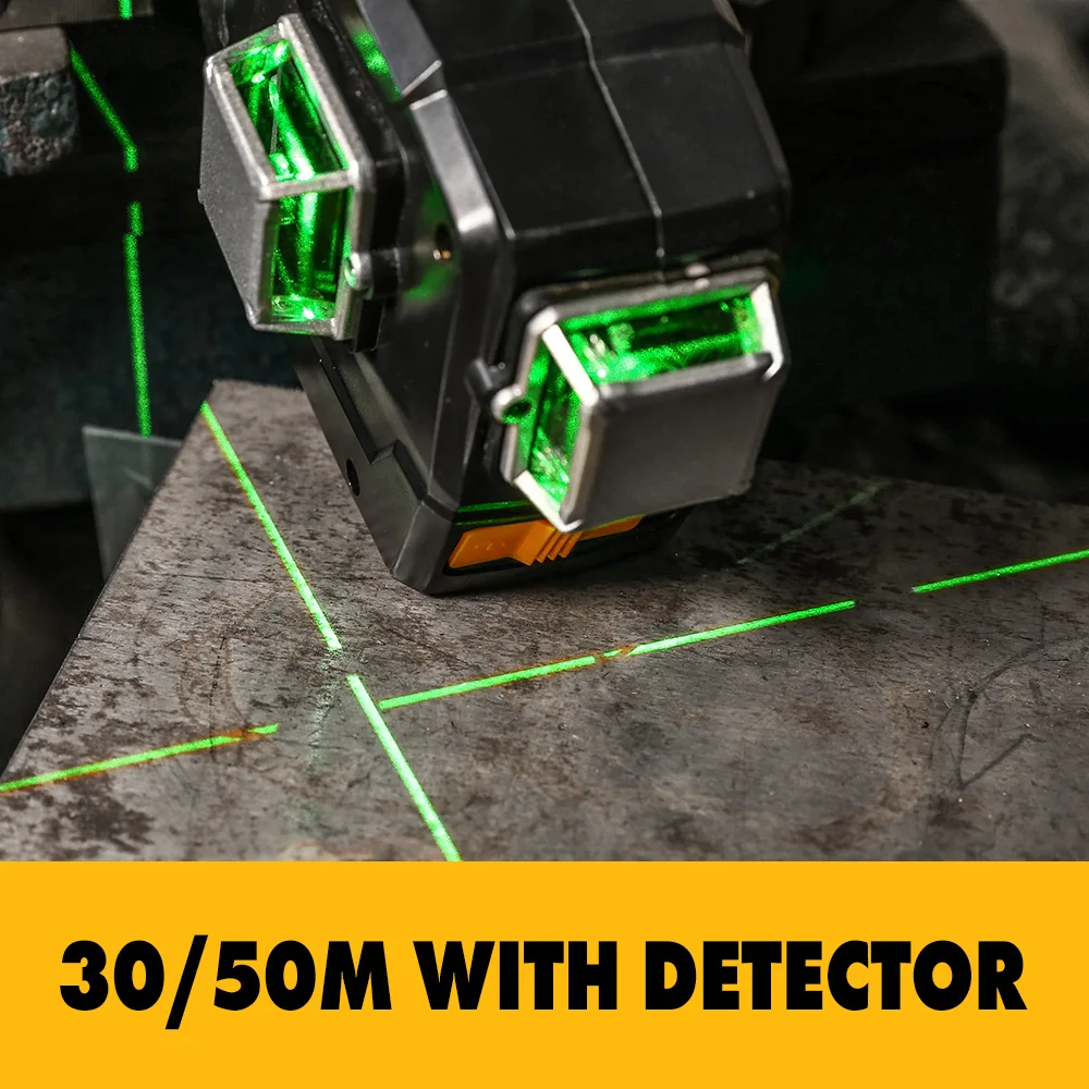 DEKO Self-Leveling 360° Horizontal Laser Level 12 Lines 4D and Vertical Cross Line Green Laser Beam Power Tools