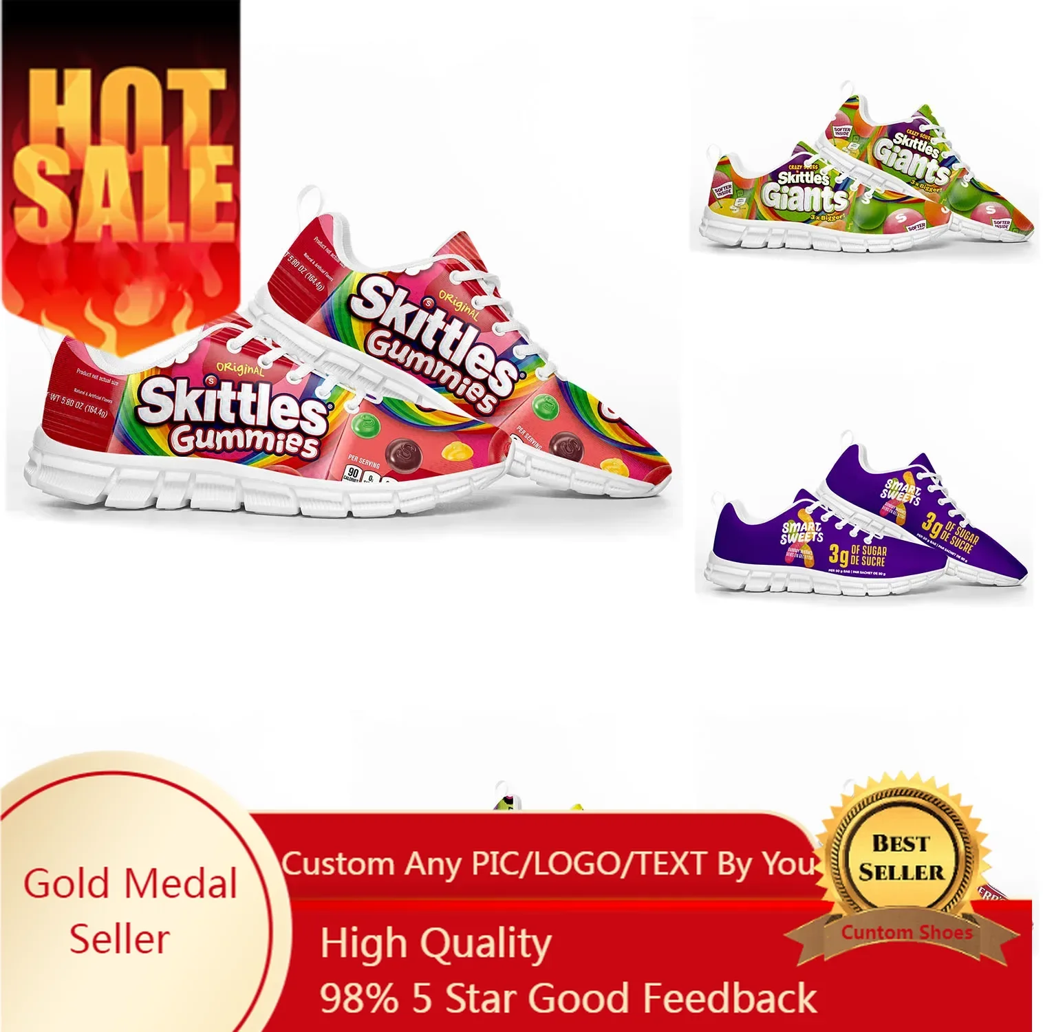 

Funny Candy Food Snack Sports Shoes Mens Womens Teenager Kids Children Customized Sneakers Tailor-Made Shoe Couple