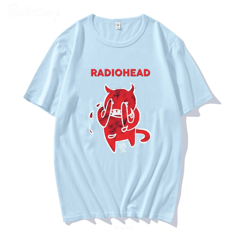 Radiohead  T Shirt Cute Devil Cry Tshirt 100 Cotton Band Rock Funny Music Album Print Loose Album Tops Music Tee Unisex Harajuku