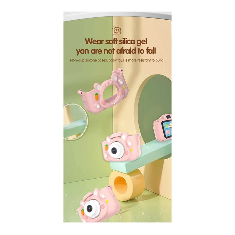 ซองใส่กล้องวิดีโอเกมภาพถ่ายกล้องถ่ายภาพของเด็กอเนกประสงค์แบบพกพาทนทานสีชมพู