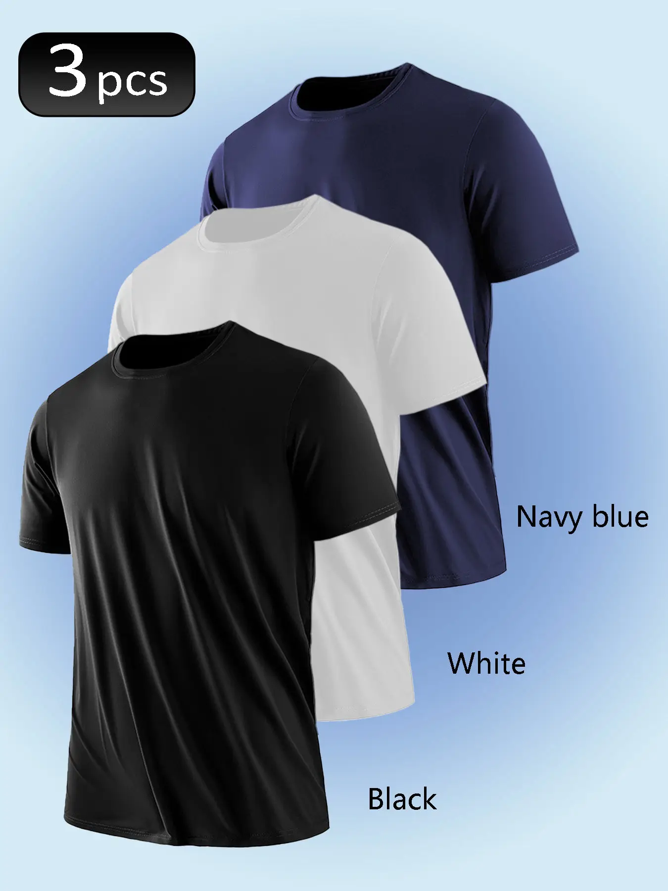 

3 Pcs Men T-shirts Basic Blank Short Sleeve High quality Fashion Loose Plus Size Youth Sports Fit Gym Runningt shirts Man Summer